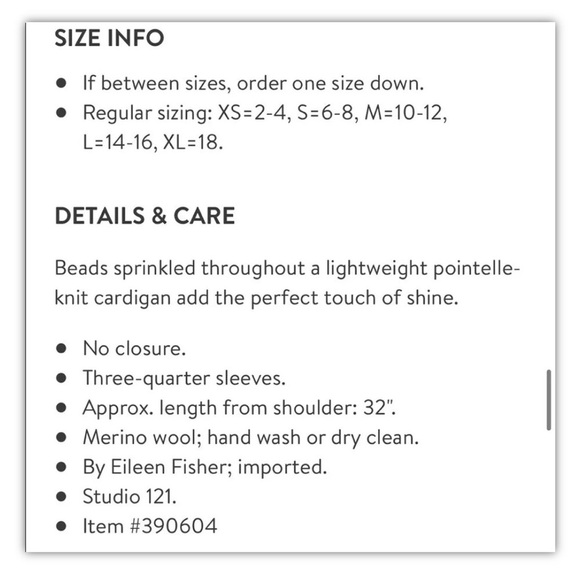 Eileen Fisher Brown Crystal Beaded Merino Wool Drape Front Cardigan Small - Picture 11 of 12